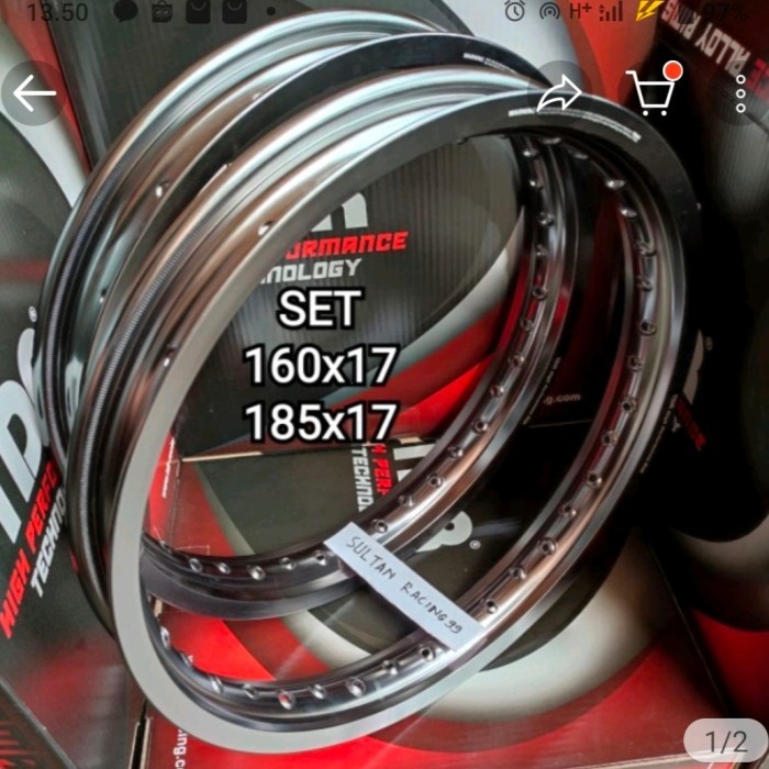 Velg TDR W Shape Set 160/185 Ring 17 Titanium Grey