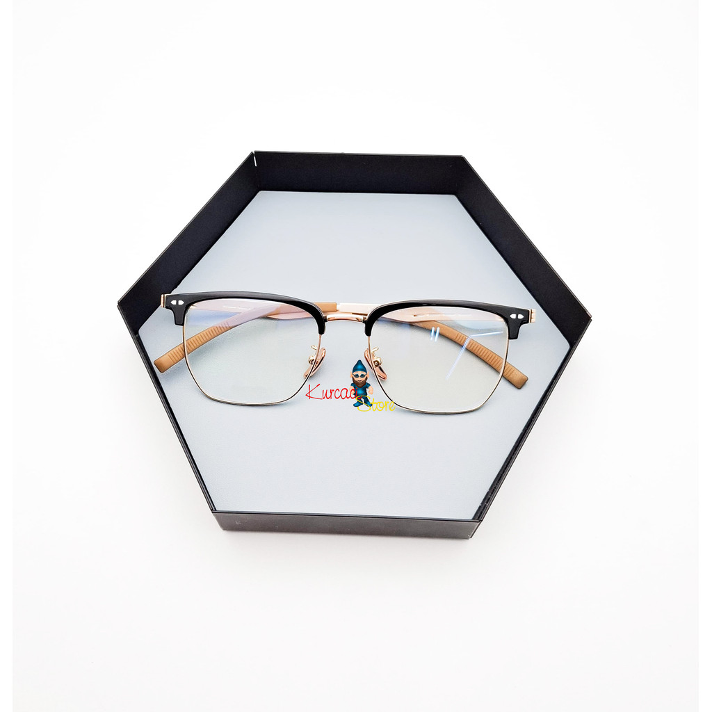 Frame Kacamata Minus Photocromic Blueray KYSON Kotak Nosepad Gantung Pria Wanita Antiradiasi