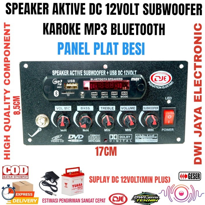 Kit Speker Active DC 12Volt Subwoofer Karaoke Mp3 Bluetooth