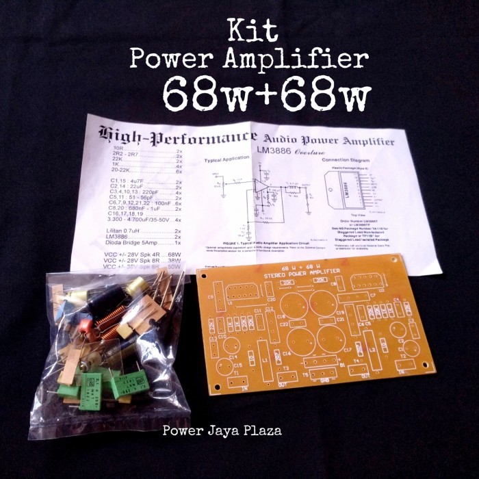 Kit Power Amp 68w+68w belum termasuk 2 bh IC LM3886 & 4bh elco 4700uF