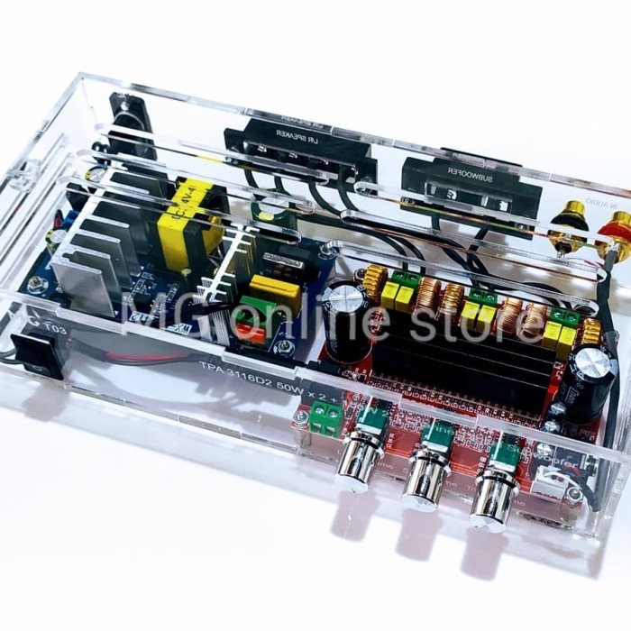 Box KIT Amplifier TPA 3116D2 50W x 2 + 100w Subwoofer - BAHAN ACRYLIC