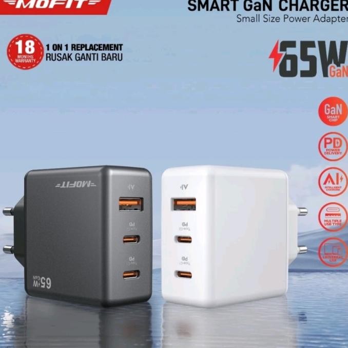 MOFIT CPD65 GaN PD65Watt C+C+A Super Fast Charging Adaptor