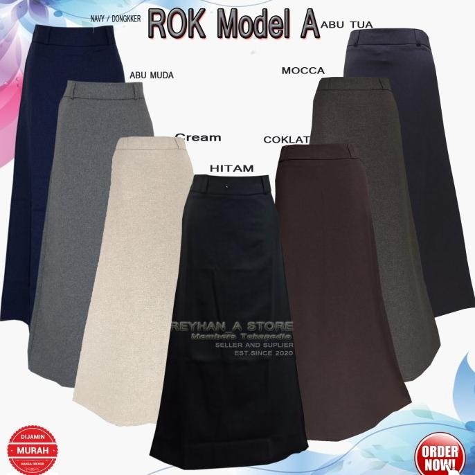 Viral Rok Kerja Panjang Hitam A Bahan Formal Kantor / Rok Panjang Bentuk A