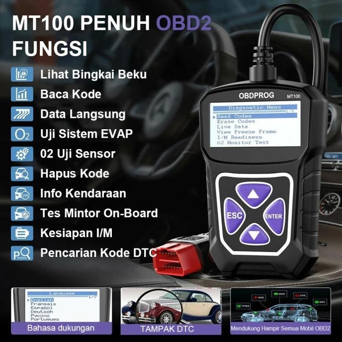 Obdprog Mt100 Mobil Obd2 Scanner Untuk Isuzu Honda Toyota Hyundai