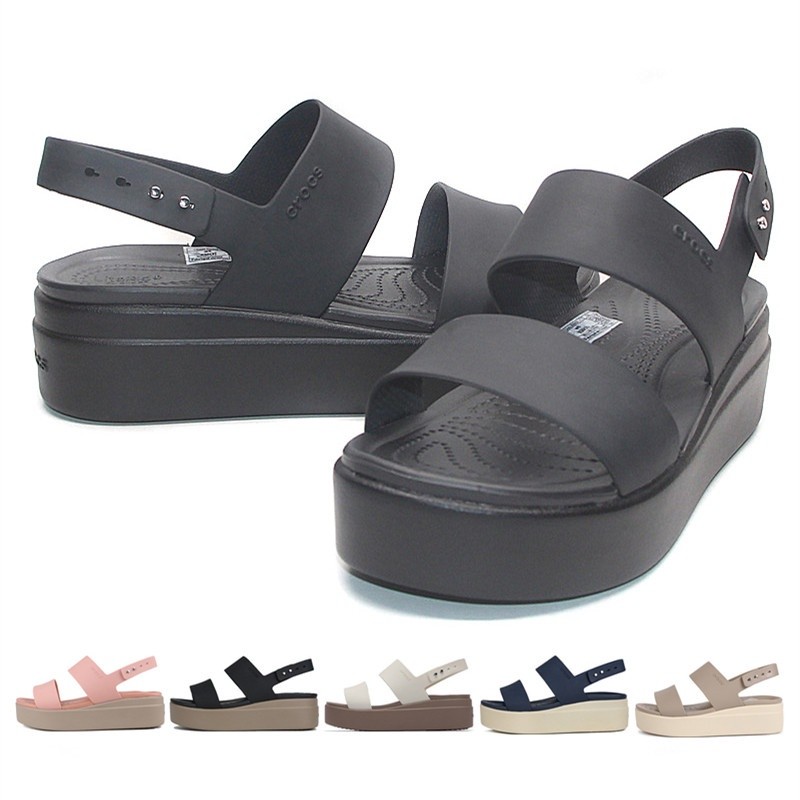 Sandal wanita Crocs asli dengan alas tebal, Sepatu Wanita Brooklyn, stok tersedia [206453] |HEui6w8l
