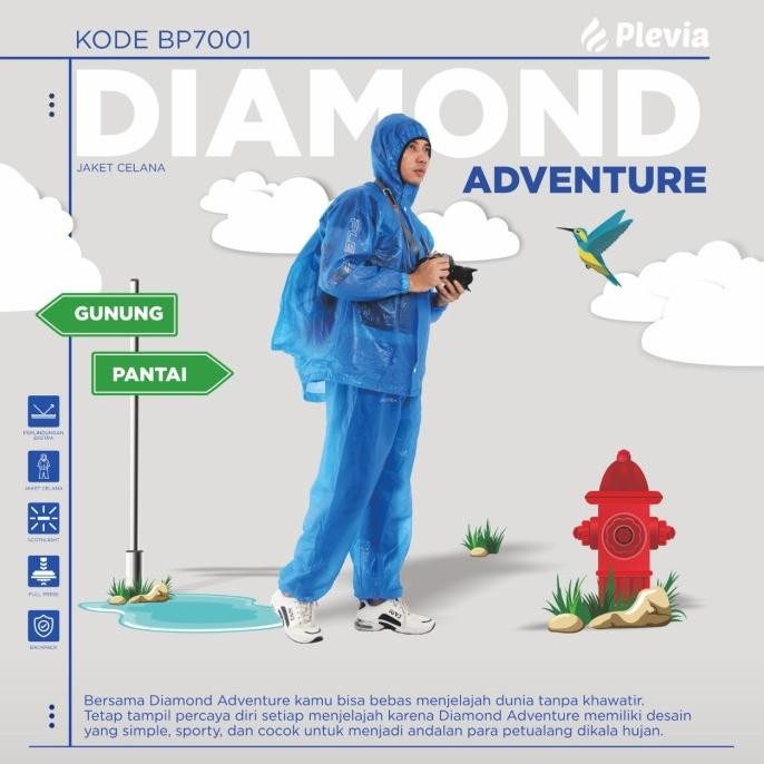 Jas Hujan Mantel Hujan Setelan Plevia Diamond ADVENTURE 7001 Backpack LM99