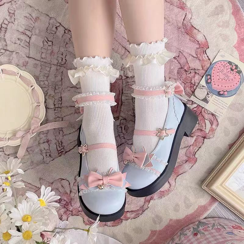 Sepatu Lolita Jepang Sepatu Pita Polos Sepatu Kulit Wanita Sepatu Simpul Pita Lolita Lucu Soft Siste