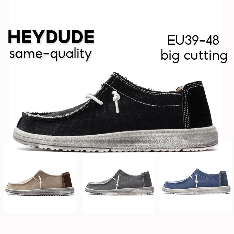 Hey Dude (ukuran AS) Sepatu Kanvas super-nyaman dan sangat ringan, sepatu loafer slip-on untuk pria,