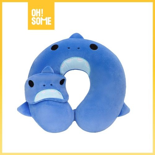 OHSOME Alba Sol Set Masker Mata dan Bantal Leher Seri Hewan Hiu Dinosaurus Anjing