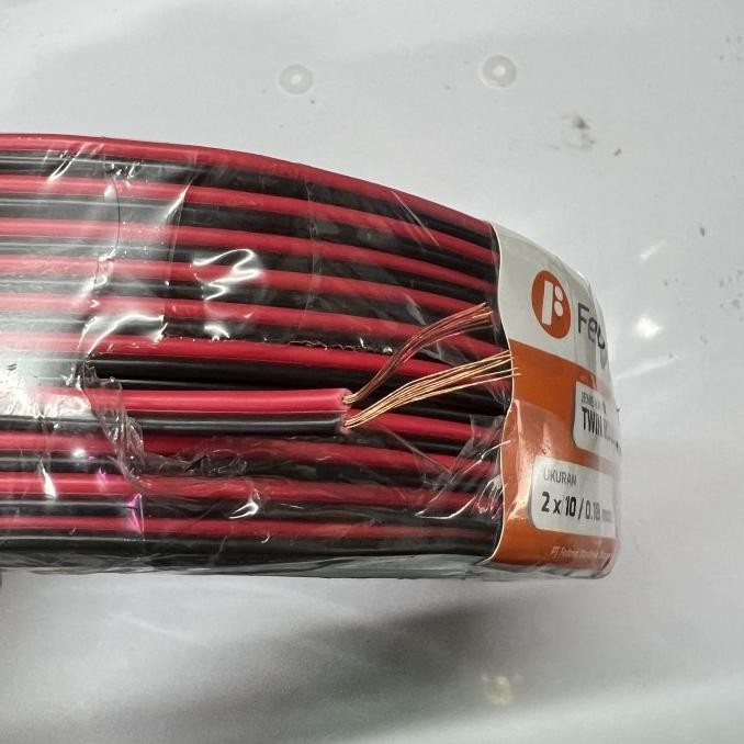 Kabel Serabut Kecil Ac Dc Tr Twin Round Nyz 2X10 / 0.18Mm 100 Meter Merah Hitam Asli Full Tembaga Fe