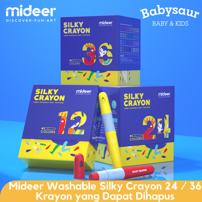 

Mideer Washable Silky Crayon 24 / 36 Krayon Warna Anak Mudah di Hapus