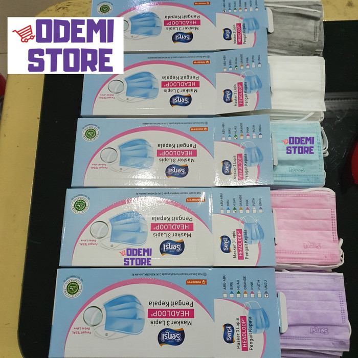 Terbaru Masker Sensi Headloop 3Ply Isi 40 Pcs Warna Putih Sensi Hijab Putih