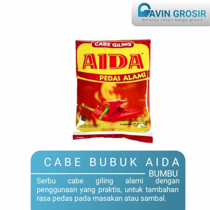 

Cabe Bubuk Giling AIDA 25 g Kemasan Kecil