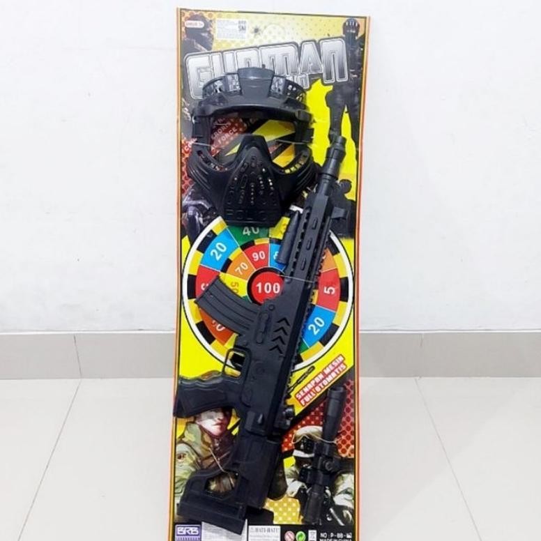 Baru Mainan Set Tembakan Topeng Polisi SWAT Nyala Bunyi Suara Tanpa Baterai - Set Pistol Mainan Gunm