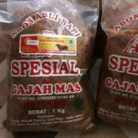 

Abon Sapi Gajah Inggil 1Kg Pedas Kemasan Pouch/Thinwall