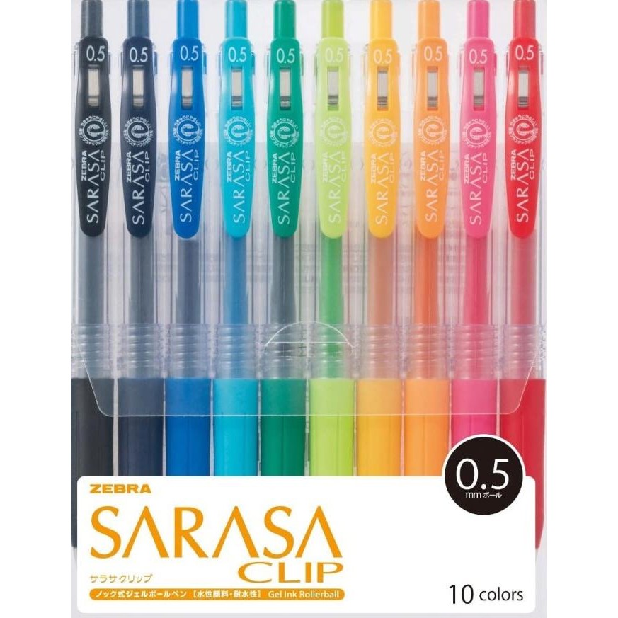 

TERBARU - Zebra Sarasa Clip Gel Ballpoint Pen 0.3 0.4 0.5 0.7 10 Color Set