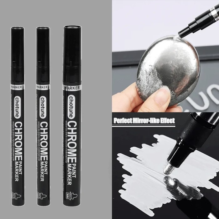 

T E R B A R U 3Pcs/Set Mirror Marker Silver Gold Art Marker Liquid Pen