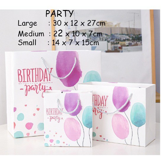 

( s t o k k o s o n g )Paper Bag / Tas kado ulang tahun - PARTY, SMALL