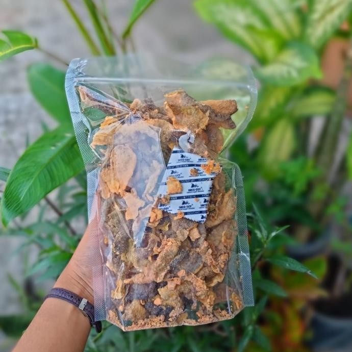 

Keripik Kulit Ikan Salmon Rasa BBQ Kemasan Pouch 110gr Fish Skin Chips [terbaik]