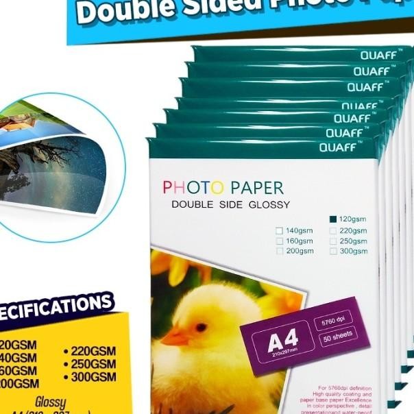 

Quaff Kertas Foto Dua Sisi Double Sided Photo Rart Rdilapisi Kertas Ukuran A4 (50 Lembar Per Bungkus) (120Gsm