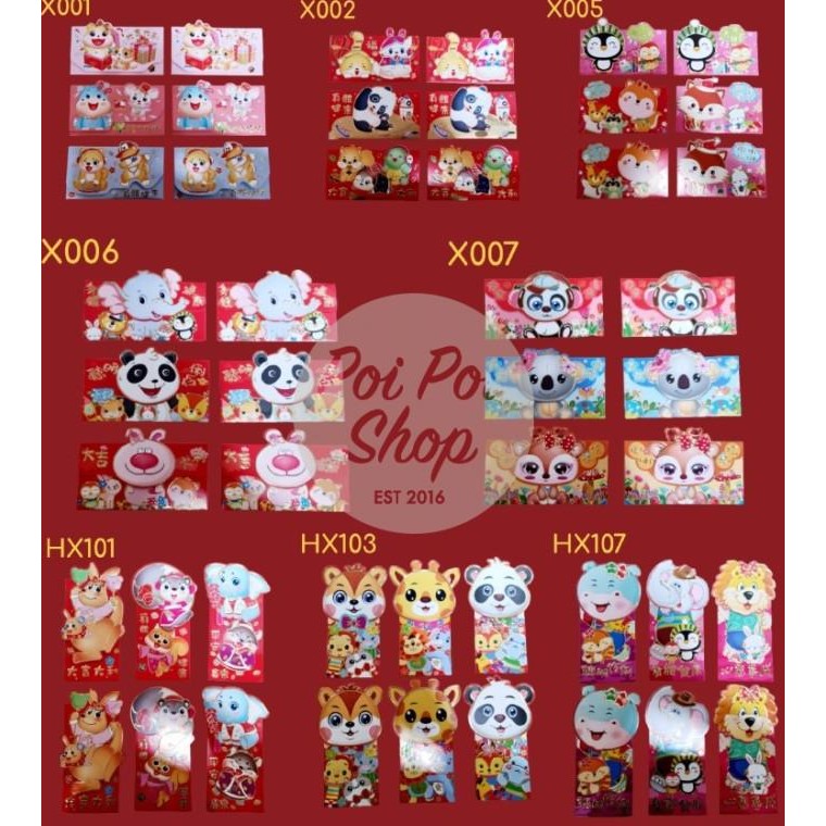 

@#@#@#] ANGPAO IMLEK SHIO KELINCI 2023 KARTUN ANIMAL 3D DOMPET ISI 6 ANGPAU