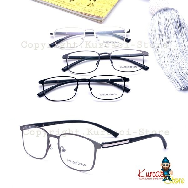 PAKET FRAME FREE LENSA MINUS - Kacamata Frame Pria Wanita 9861 Kotak Besi Aloy Dewasa Remaja *