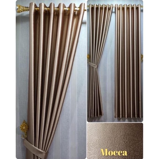 Gorden Blackout Glossy Polos Embos Premium Smokring Tebal Abu Tua [terbaik]