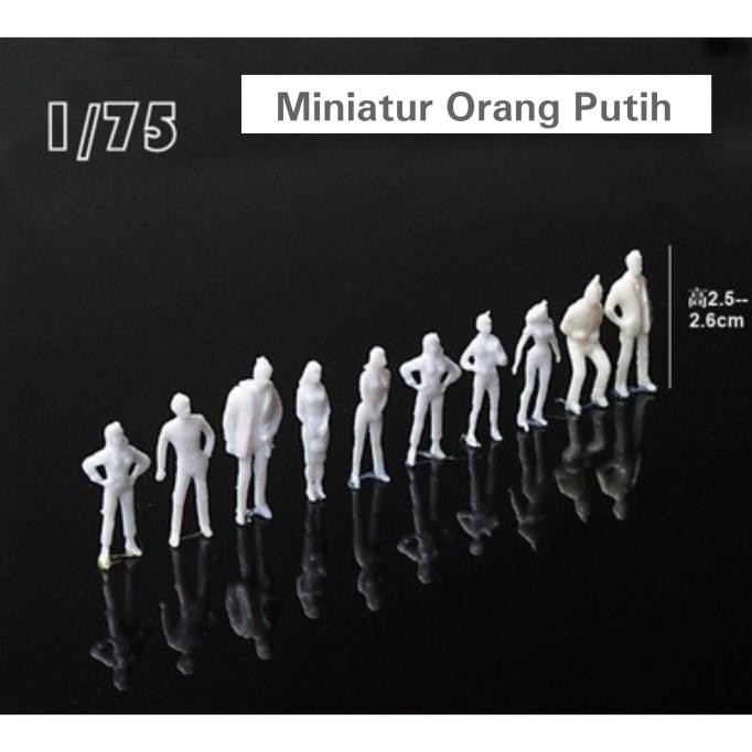 ___] Miniatur Orang Putih 1:75 , Maket Orang Monokrom