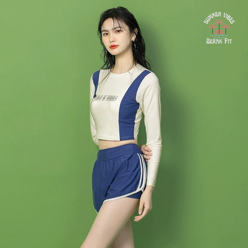 Split Swimsuit Women's Hot Spring Conservative Long Sleeve Swimming Pool Special Boxer Swimsuit