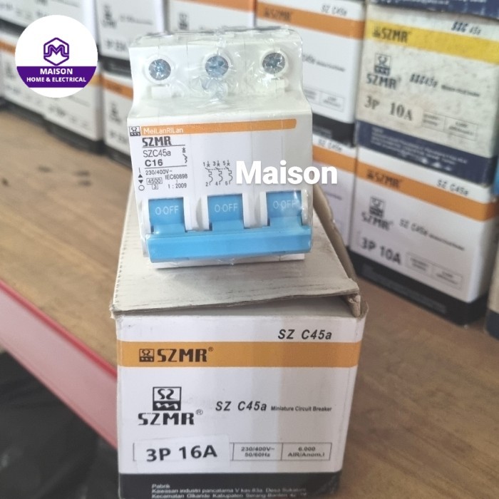 MCB 3P 16A MCB 3 phase 16 Ampere Szmr Meilan Rilan