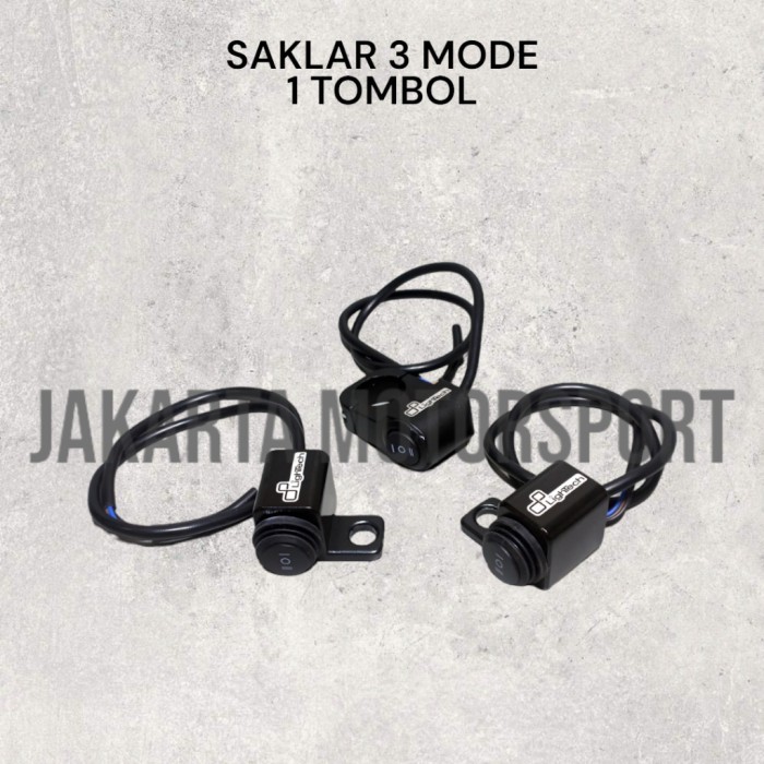 LIGHTECH - Saklar On Off Lampu Sorot Tembak 3 Mode Spion Stang Kiri Kanan Alumunium Waterproof