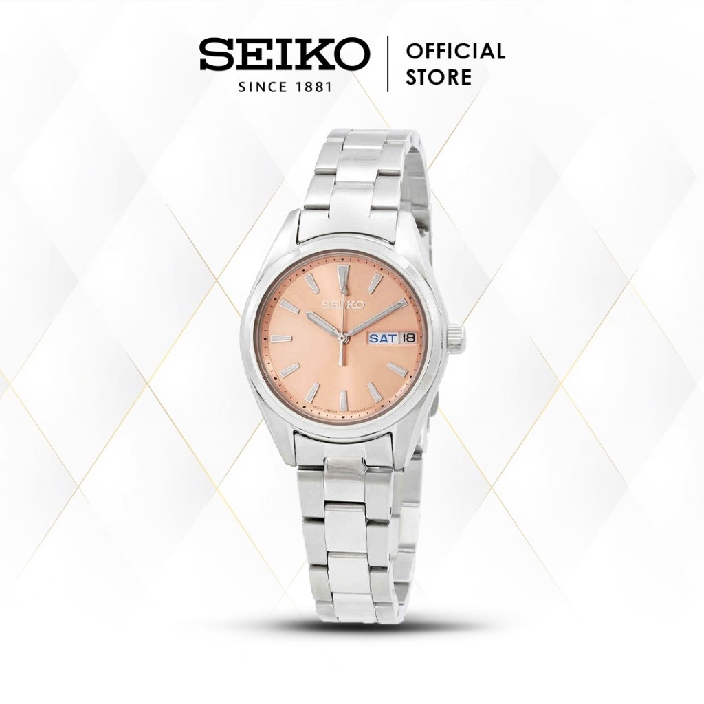 Jam Tangan Wanita Seiko Dress Watch SUR351 SUR351P1 Pink Salmon Sapphire Quartz Stainless