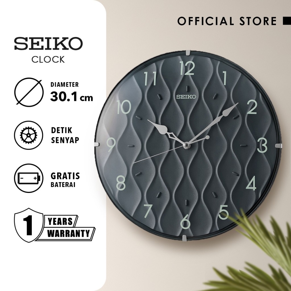 Jam Dinding Seiko Bulat QXA794K Detik Senyap Hitam Original