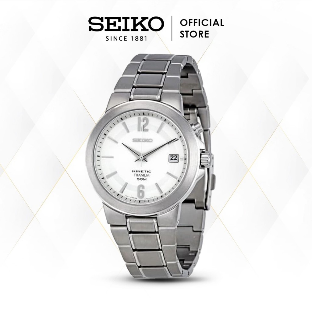 Jam Tangan Pria Seiko Kinetic White Dial Titanium SKA479P1 SKA479 Original