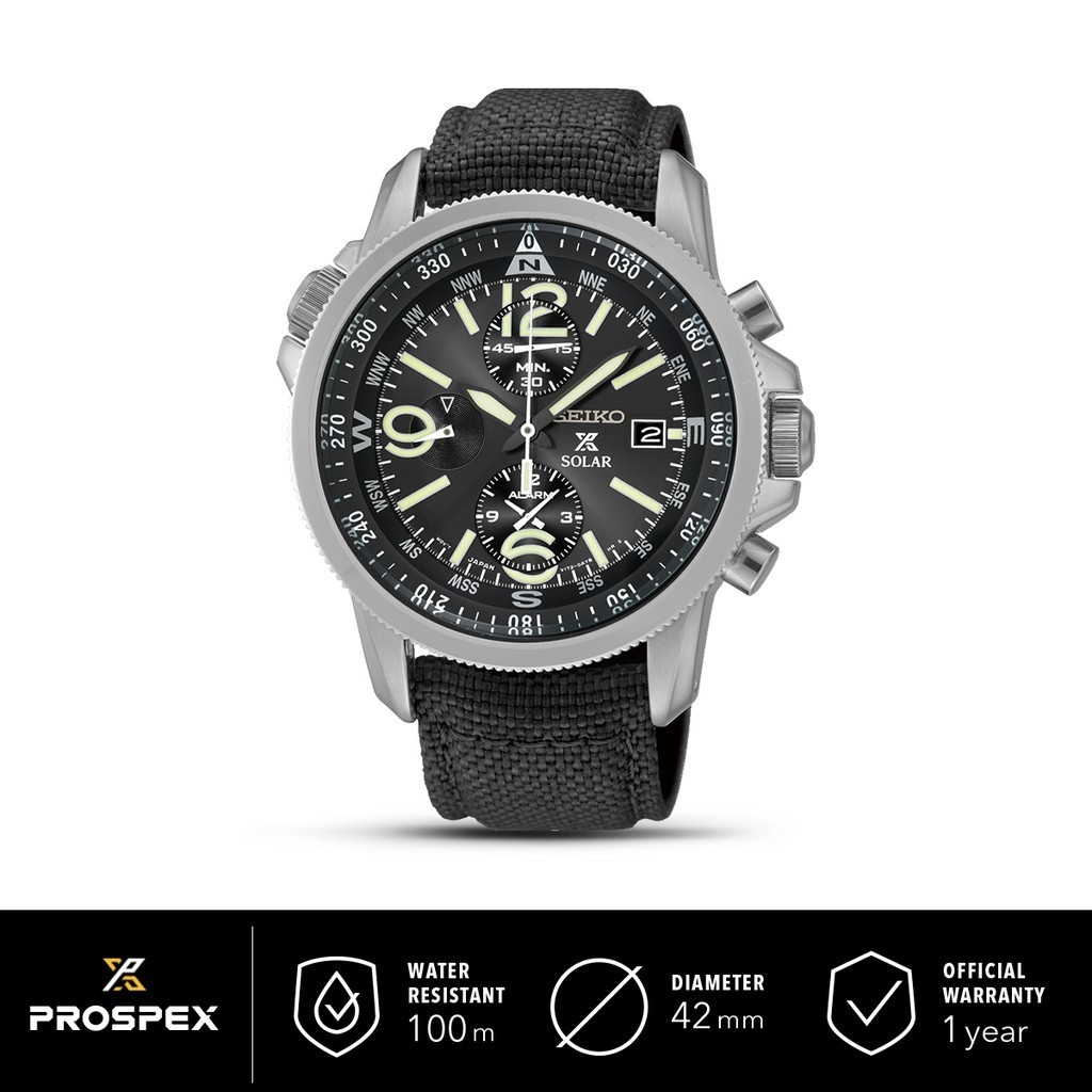Jam Tangan Pria Seiko Prospex Solar Military Black SSC293P2 Original