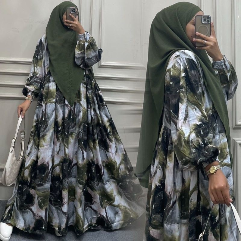 Gamis Terbaru Marlina Gamis Set Jumbo+Jilbab Bergo