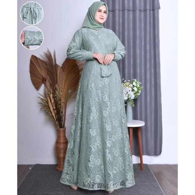 Gamis Brukat Premium Size M L XL XXL 3XL - Baju Gamis Pesta H32S