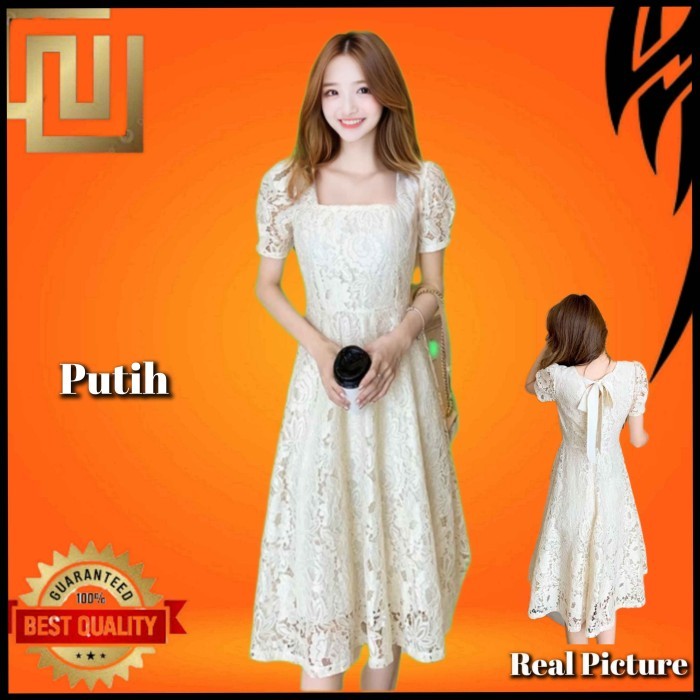 HOT SALE baju dress pesta wanita elegant gaun brokat brukat natal dress putih