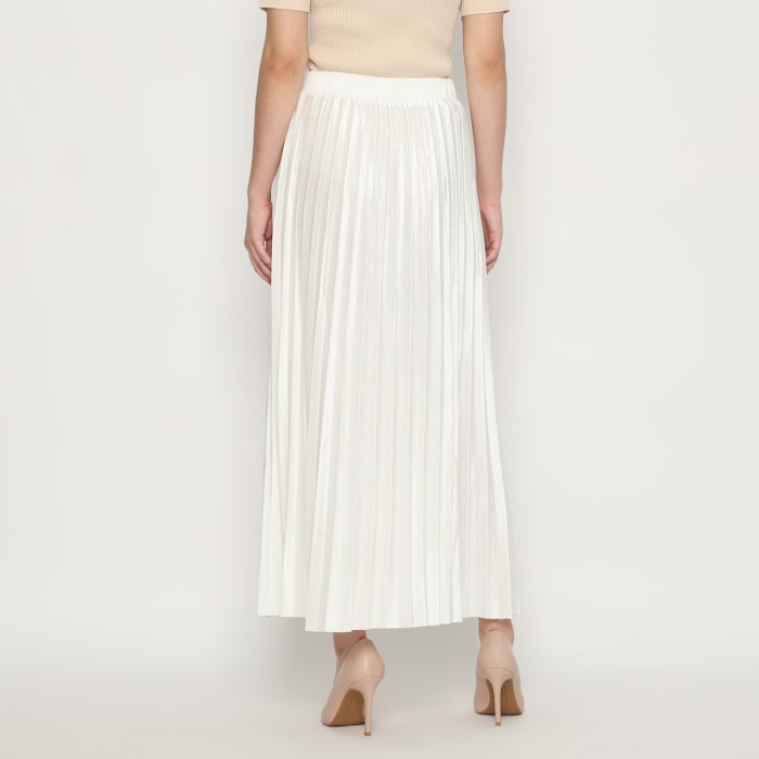 Duapola Rok Panjang Plisket Velvet Bludru 68188 - Putih Barangbaru