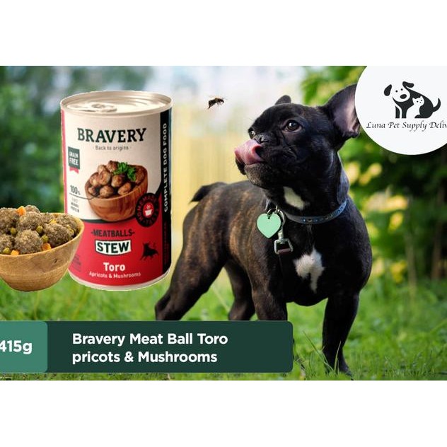 Bravery Wet Food Meatballs Dog Wet Food 415G Makanan Basah Anjing Enak