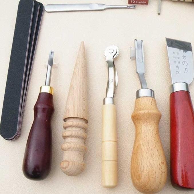 

Alat Pengrajin Seni Ukir Kulit 18in1 Leather Craft Stitching Tool Set [terbaik]
