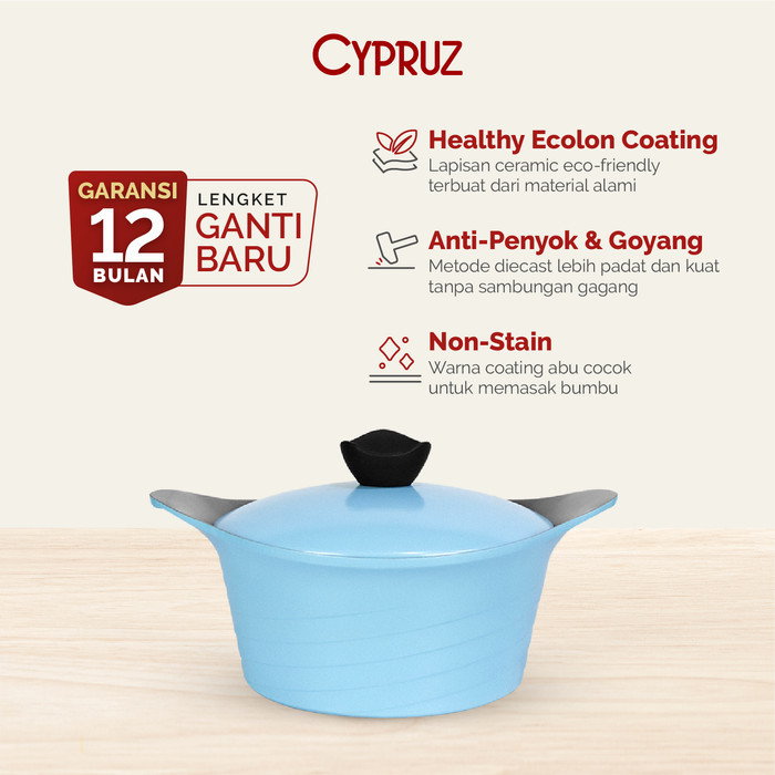 Cypruz Ceramic Diecast Casserole / Panci Keramik Anti Lengket