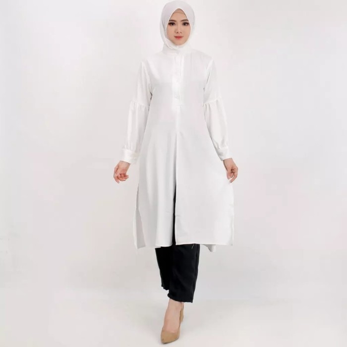 BERMUTU Tunik Polos Warna Putih Terbaru 2024 Model Simpel Dan Elegan