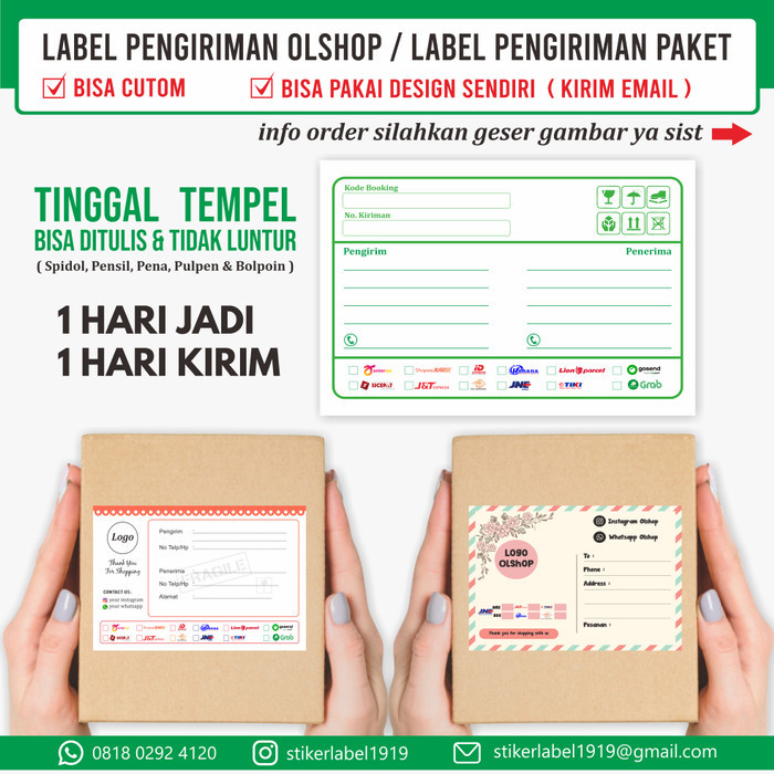 

Label pengiriman olshop custom / stiker pengiriman paket