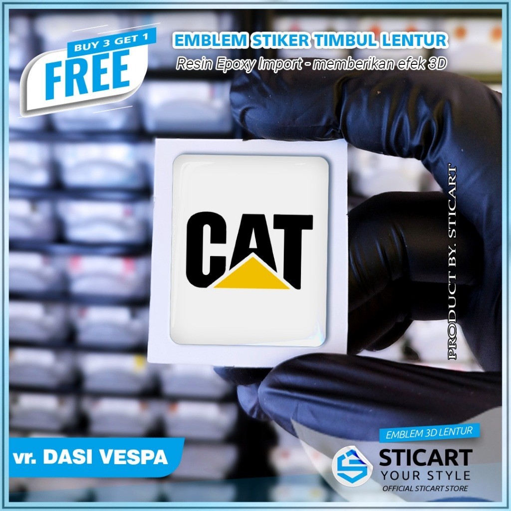 EMBLEM CAT PUTIH TIMBUL STIKER MOTOR DASI VESPA 3D Vespa LX/S/Sprint/Primavera/GTS