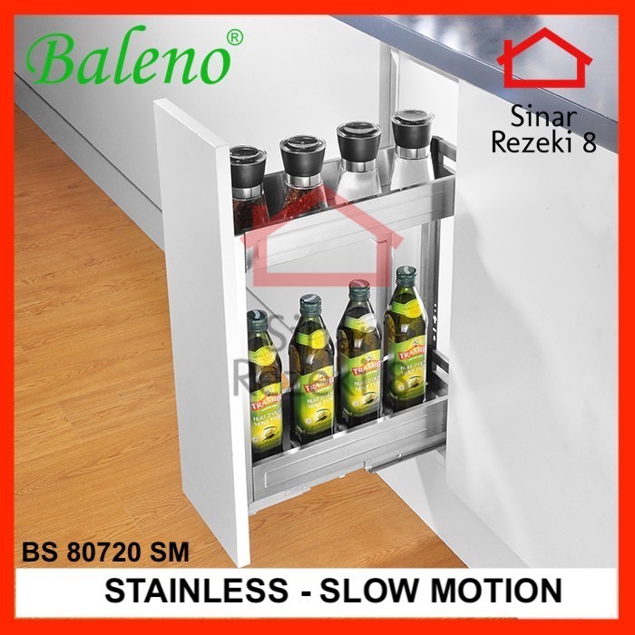 Laci - Rak Tarik Dapur Baleno Bisa 80720 Slow Motion Stainless / Bumbu Botol
