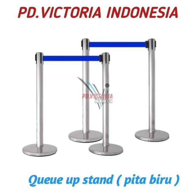 

TERMURAH - Tiang Pembatas Antrean / Q-Line dengan Pita Biru