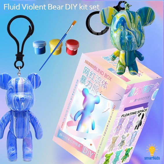 

Baru - Gantungan Kunci Diy Fluid Bear Paint Color Key Chain Set Mainan
