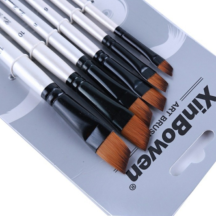 

Kuas Lukis Cat Air Akrilik Set 6 pcs Oil Paint Brush