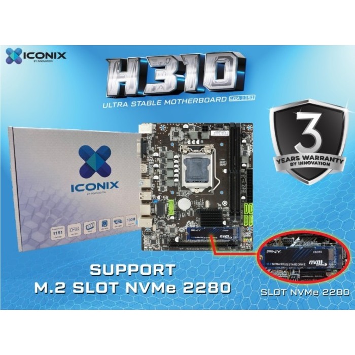 MOTHERBOARD ICONIX H310 DDR4 with NVME Slot LGA 1151